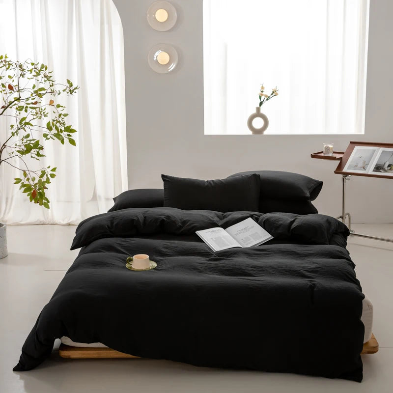 Norham Cotton Knit Duvet Cover Set - UK Single / Orange