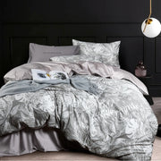 Orchid 600TC Egyptian Cotton Botanical Duvet Cover Set - UK Double / Juniper / Flat Bed Sheet
