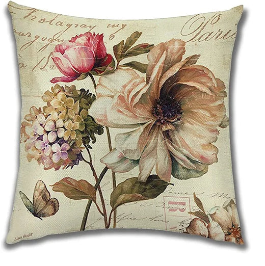 Primrose Linen Botanical Cushion Cover - 40 x 40cm Cover Only / Aveline Cavendish