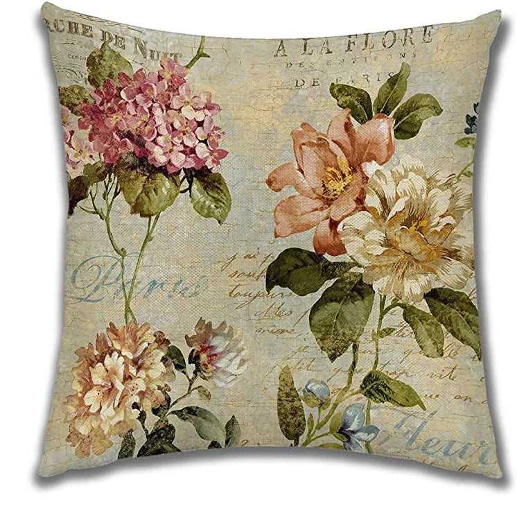 Primrose Linen Botanical Cushion Cover - 40 x 40cm Cover Only / Opaline Eden