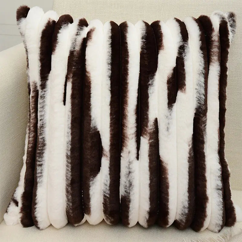 Sable Faux Fur Stripe Cushion Cover - 45 x 45cm / Ashby Westbourne