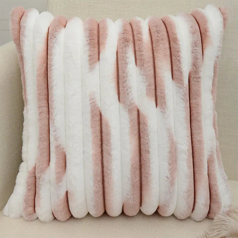 Sable Faux Fur Stripe Cushion Cover - 45 x 45cm / Nocturne Belle