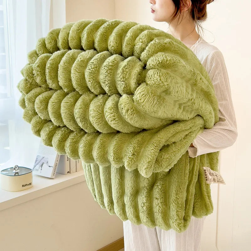 Shoreham Plush Fleece Stripe Throw - 100 x 150cm / Bexley Maison