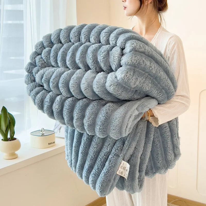 Shoreham Plush Fleece Stripe Throw - 100 x 150cm / Prism Pavilion