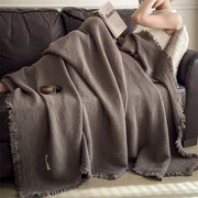 Tide Cotton Tassel Throw - 100 x 150cm / Deep Brown