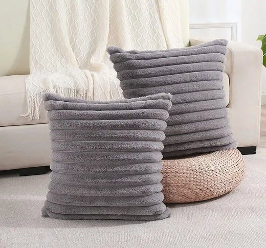 Valour Faux Fur Stripe Cushion Cover - 45 x 45cm Cover Only / Atrium Maison