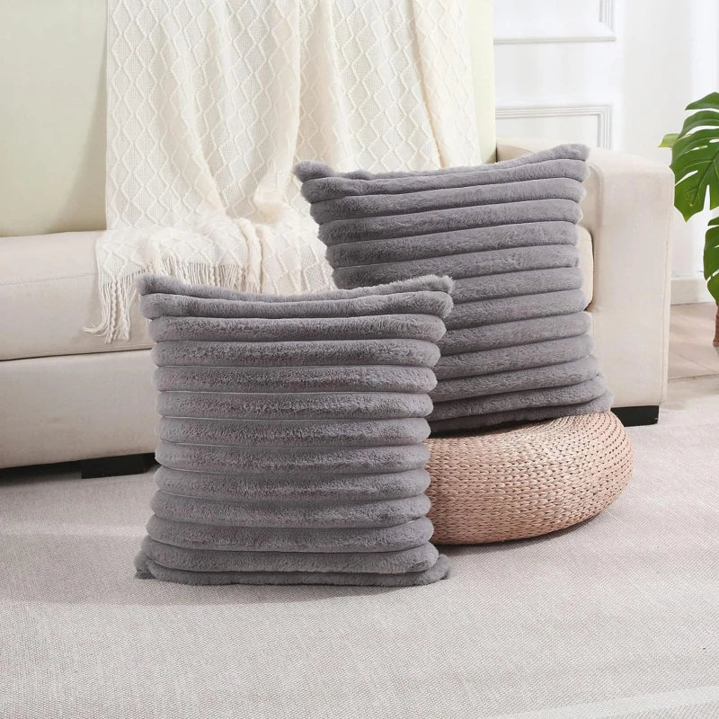 Velin Faux Fur Stripe Cushion Cover - Shoreham