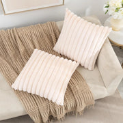 Velin Striped Faux Fur Cushion Cover - Riviera