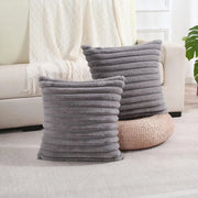 Velin Striped Faux Fur Cushion Cover - Shoreham