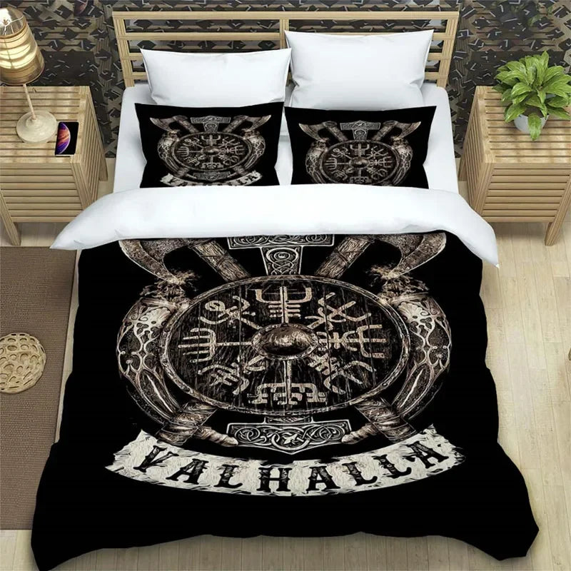 Viking Motif Duvet Cover Set - Single / Primrose Atelier
