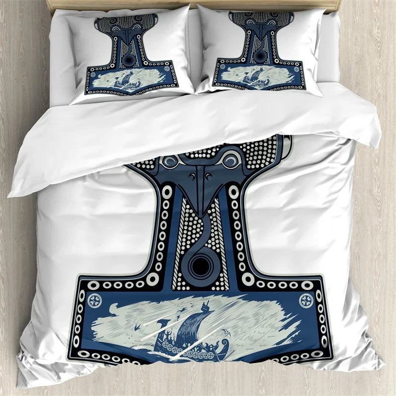 Viking Motif Duvet Cover Set - UK Single / Arcade Atelier