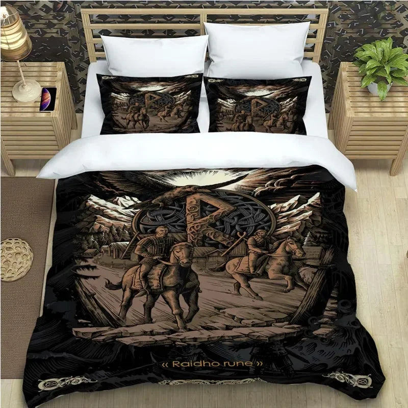 Viking Motif Duvet Cover Set - UK Single / Bexley Eden