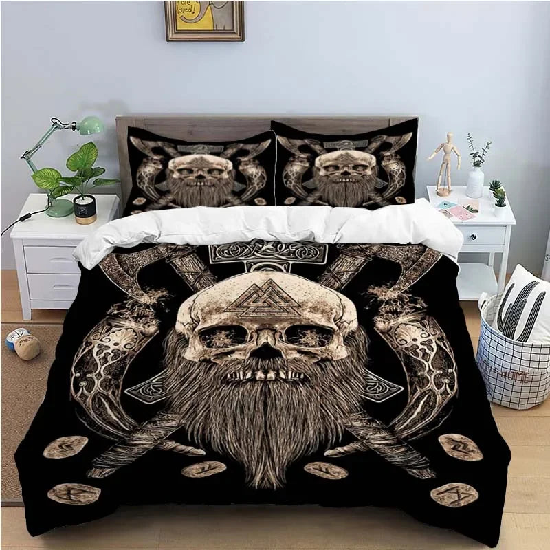 Viking Motif Duvet Cover Set - UK Single / Kensington Aster