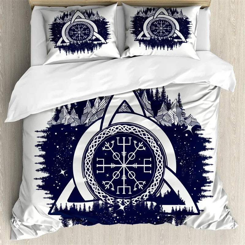 Viking Motif Duvet Cover Set - UK Single / Laurel Atelier