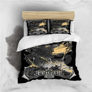 Viking Motif Duvet Cover Set - UK Single / Magnolia Aster
