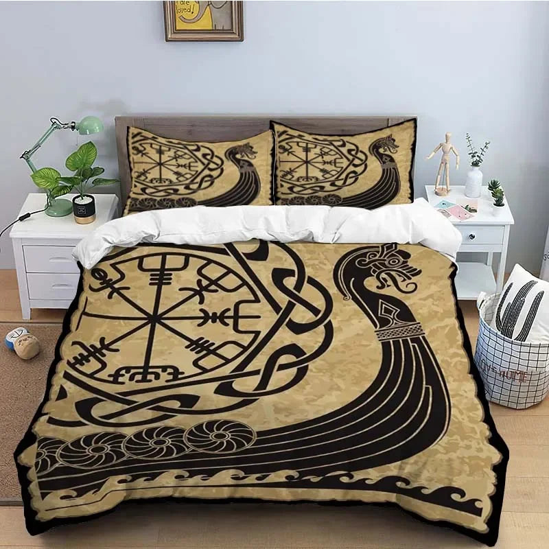 Viking Motif Duvet Cover Set - UK Single / Rivage Rive
