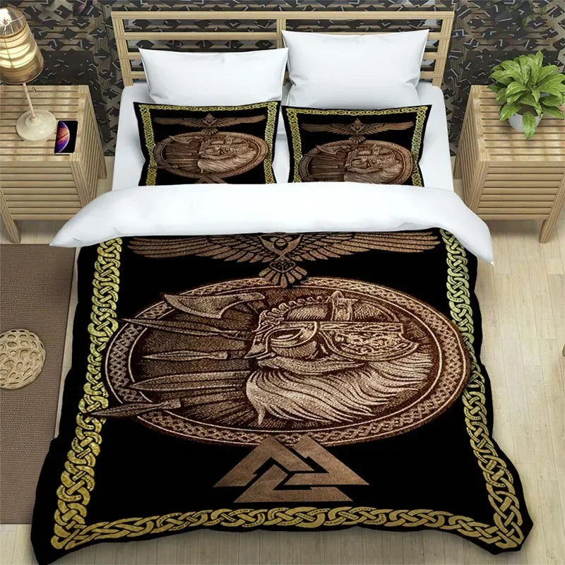 Viking Motif Duvet Cover Set - UK Single / Rivage Westbourne