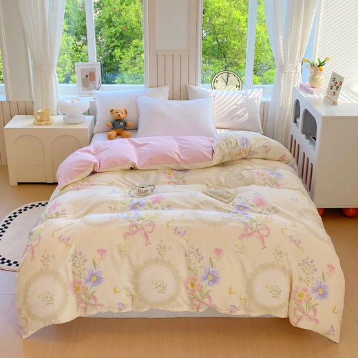 Willow Botanical Cotton Duvet Cover Set - UK King / Portofino